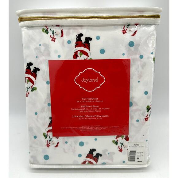 New Joyland Microfiber Full Sheet Set Super Soft Santa Christmas Flat & Fitted - Picture 5 of 7